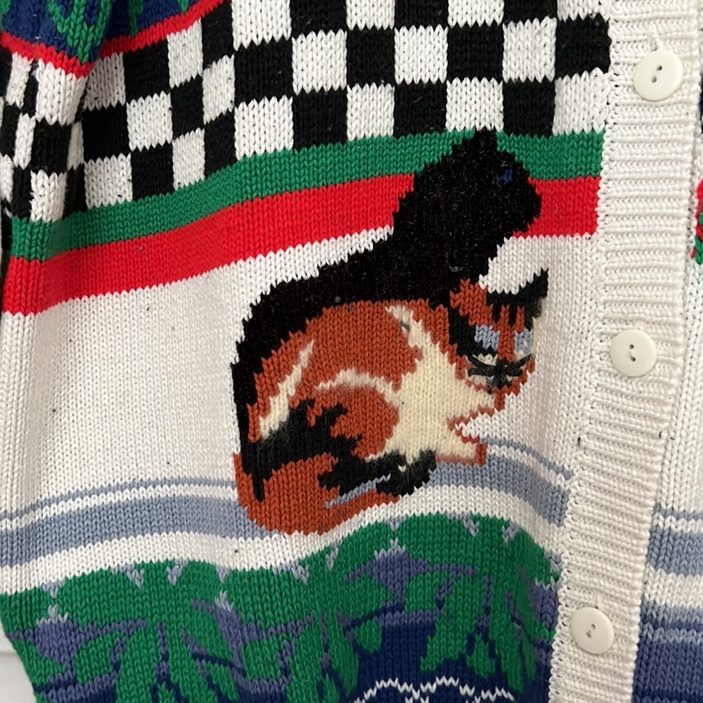 Vintage Cat Patterned White Sweater - Picture 5 of 10